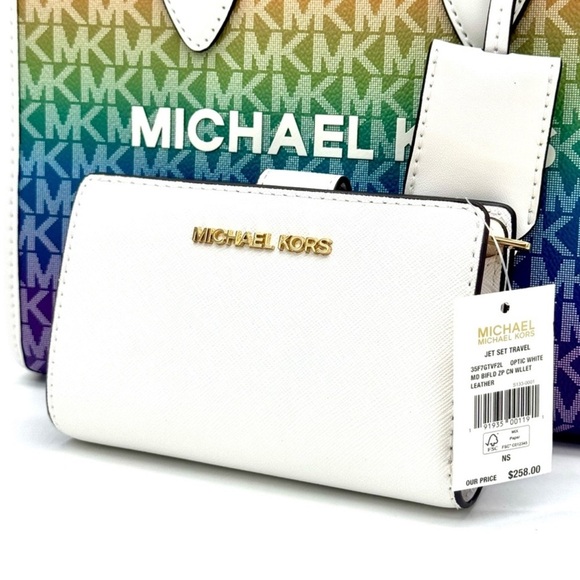 Michael Kors Mirella SM Signature Logo Xbody Tote Bag & Matching Bifold Wallet 🌈 - Picture 10 of 12
